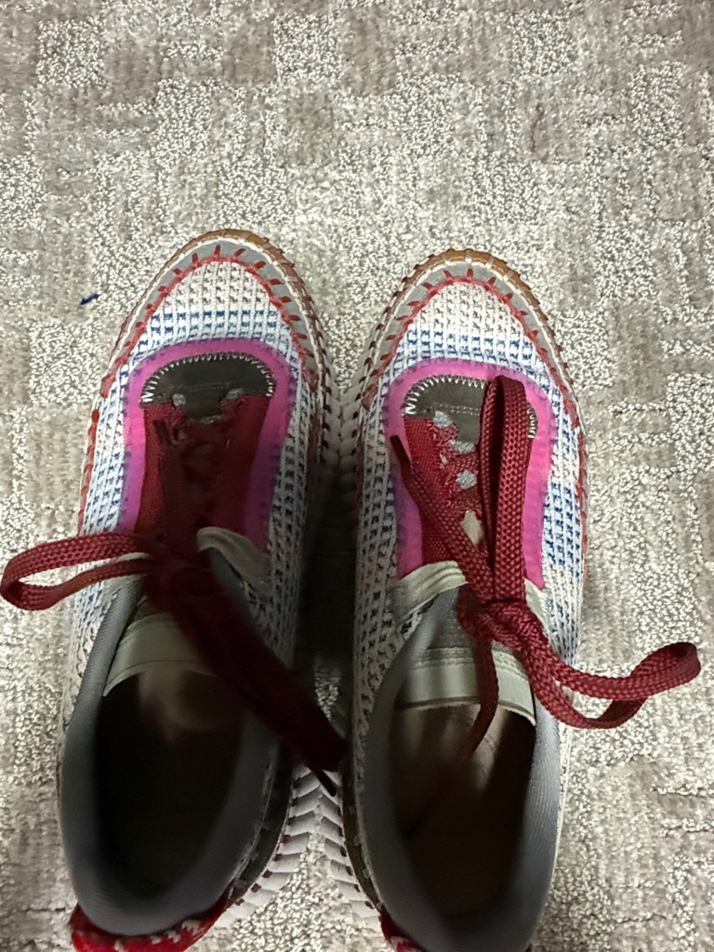 Chloe Multicolor Woven Lace-Up Sneakers with Burgundy Laces - Picture 7 of 8